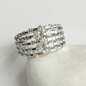 CZ Multi Row dome ring in 14k Gold Overlay Size 10